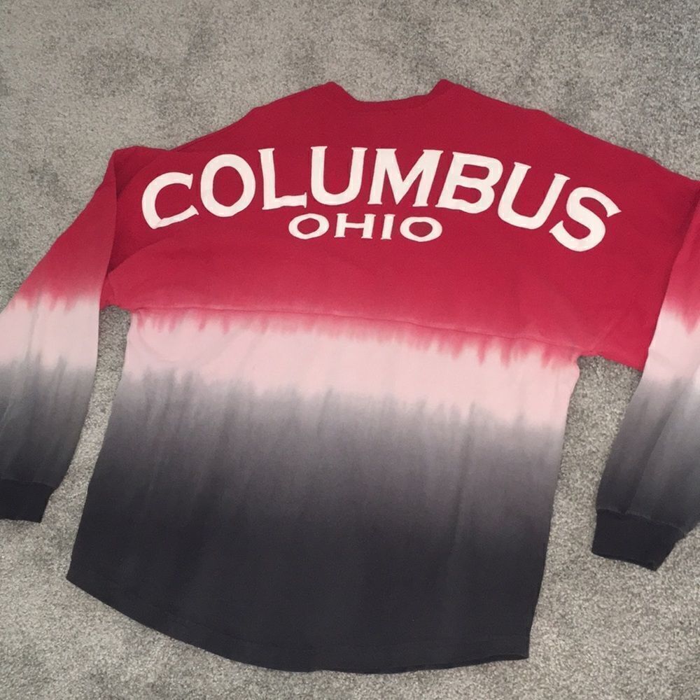 Drip tie dye style Columbus Ohio State colors home of Buckeyes LS Spirit shirt